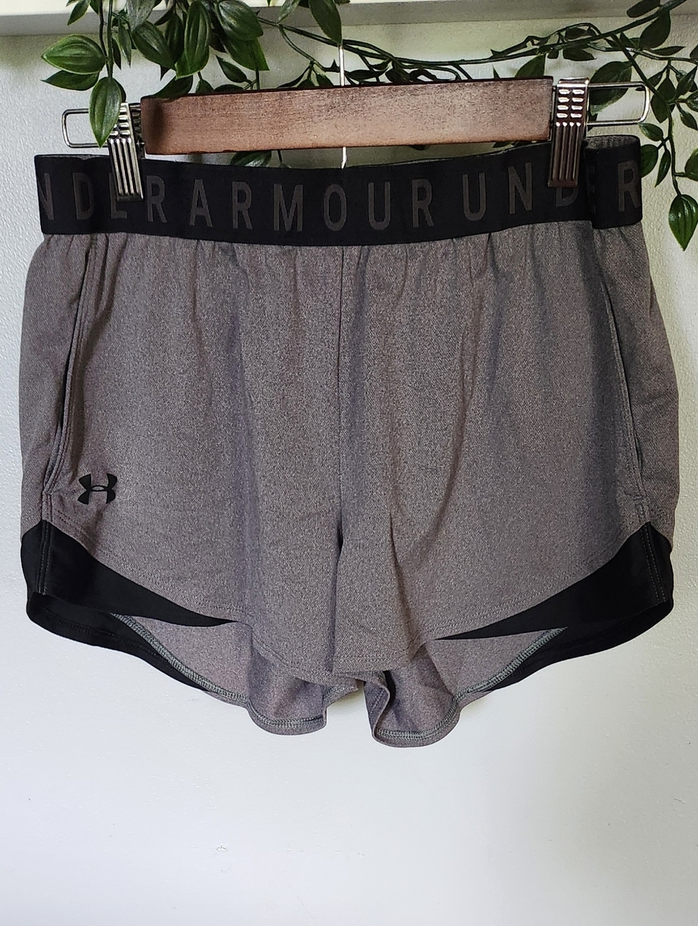 Under Armour Gray Athletic Running Shorts with Black Trim